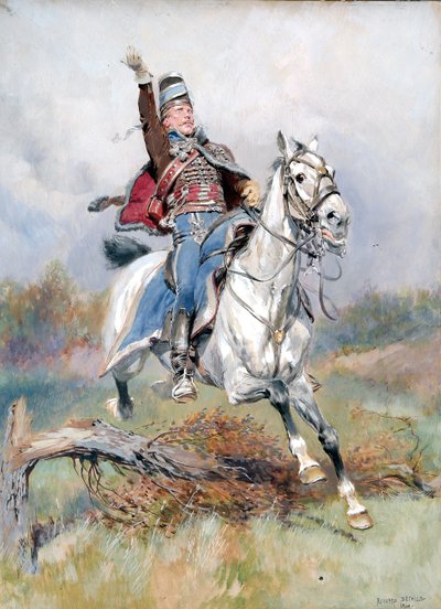 Egy francia lovas lovas, 1900 (wc és gouache papíron) alkotó: Jean-Baptiste Edouard Detaille