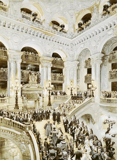 A párizsi Operaház felavatása, 1875. január 5., 1878. (wc és fehér papíron) alkotó: Jean-Baptiste Edouard Detaille