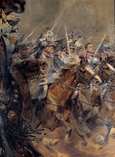 Napóleoni háború: Antoine Charles Comte de Lasalle tábornok (1775-1809) utolsó rohama, július 6-án Wagramban meghalt. alkotó: Jean-Baptiste Edouard Detaille