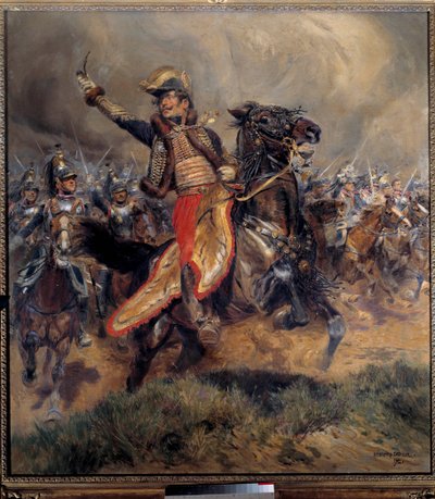 Napóleoni háború: "" Antoine Charles tábornok, Lasalle grófja (1775-1809) utolsó posztja, aki július 6-án Wagramban halt meg alkotó: Jean-Baptiste Edouard Detaille