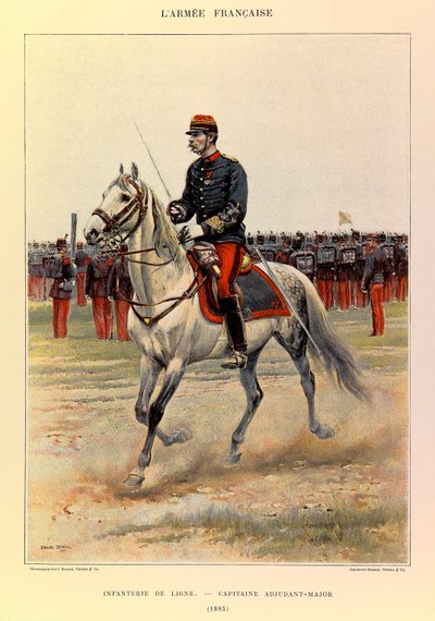 Jules Richard kapitány francia hadseregének típusai és egyenruhái, illusztrálta: Edouard Detaille (1848-1912): Sor gyalogság: 1885-ös kapitány hadnagy, magángyűjtemény alkotó: Jean-Baptiste Edouard Detaille