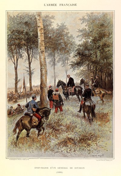 Jules Richard százados francia hadseregének típusai és egyenruhái, illusztrálta: Edouard Detaille (1848-1912): Egy hadosztálytábornok állománya 1884-ben, Magángyűjtemény alkotó: Jean Baptiste Edouard Detaille