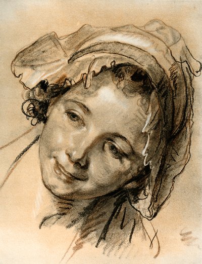 Fej-tanulmány egy lányról alkotó: Jean Baptiste Greuze