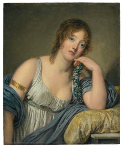 Jeanne Philiberte Ledoux (1767–1840) portréja, félalakos (olaj, tábla) alkotó: Jean Baptiste Greuze