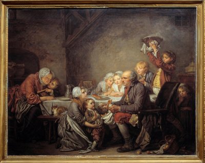 A királyok tortája Egy család megosztja a tortát a vízkereszt ünnepén. Jean Baptiste Greuze (1725-1805) festménye 1774 V. 0,72x0,91 m Montpellier musee Fabre alkotó: Jean Baptiste Greuze