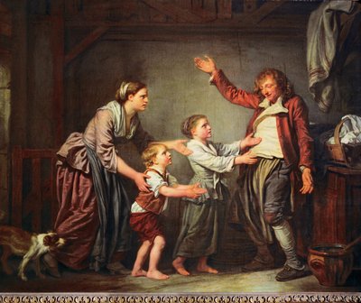 A részeges visszatérése (olaj, vászon) alkotó: Jean Baptiste Greuze