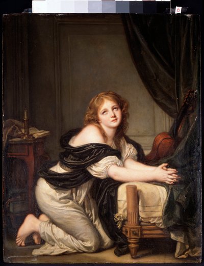 A reggeli ima (olaj, vászon alkotó: Jean Baptiste Greuze