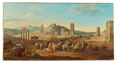 Két lakókocsi a Palmyrába vezető völgy bejáratánál alkotó: Jean-Baptiste Hilair