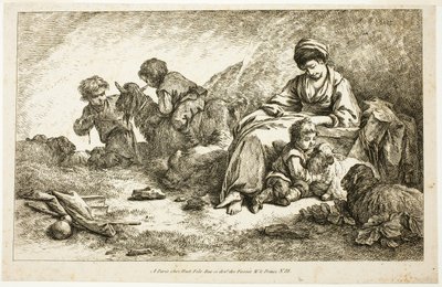 Anya és gyermekei juhokkal alkotó: Jean Baptiste Huet