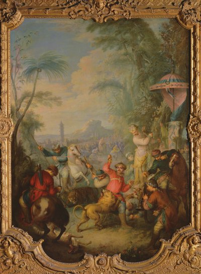 Oroszlán- és tigrisvadászat Kínában alkotó: Jean Baptiste Joseph Pater