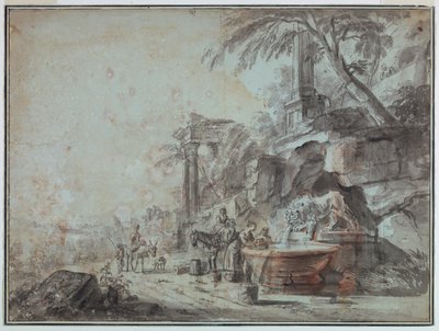 Egy szökőkútnál alkotó: Jean Baptiste Lallemand
