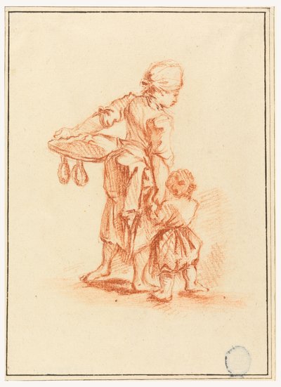 Rajz, Gyermeket vezető nő, 1750-75 alkotó: Jean Baptiste Le Prince