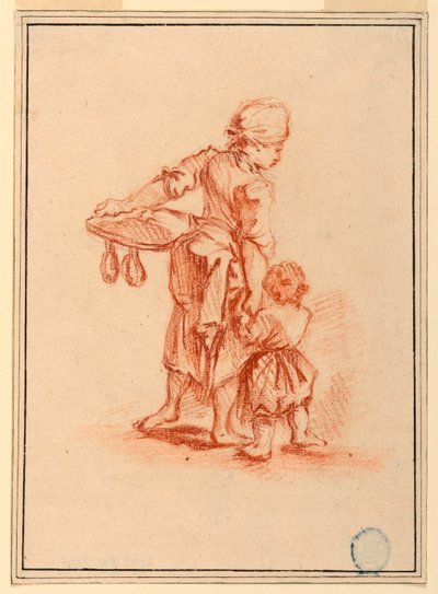 Rajz, Gyermeket vezető nő, 1750-75 alkotó: Jean Baptiste Le Prince