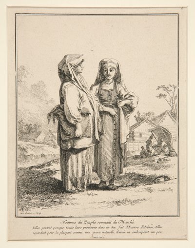 Femmes du Peuple Revenant du March? (A piacról visszatérő emberek női) alkotó: Jean Baptiste Le Prince