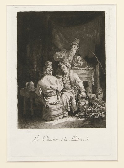 La vertu au cabaret (Az erény a kabaréban) és Le charretier et la laitiere (A Carter és a tejesnő) alkotó: Jean Baptiste Le Prince