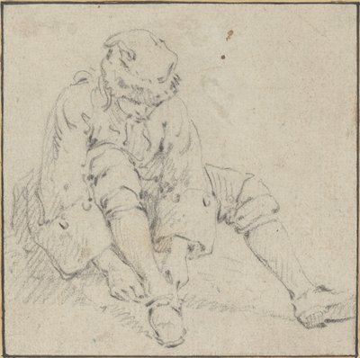 Férfi húzza a cipőjét alkotó: Jean Baptiste Le Prince