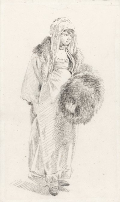 Orosz nő prémes muffal, 1758 és 1761 között alkotó: Jean Baptiste Le Prince