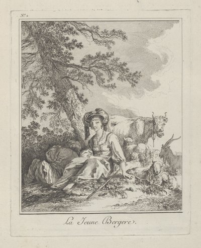 A fiatal pásztorlány, második tábla az északi népek vegyes ruházatából, 1765 alkotó: Jean Baptiste Le Prince