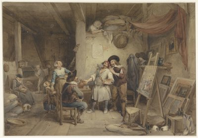 Adriaen Brouwer tanítványával, J. van Craesbeekkel alkotó: Jean-Baptiste Madou
