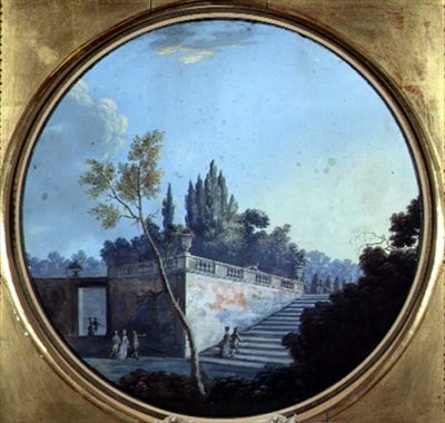 Klasszikus kert, esetleg Versailles-ban (akvarell és gouache papíron) alkotó: Jean Baptiste Marechal