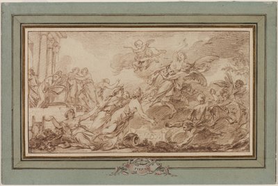 Boreas elrabolja Oreithyiát, c. 1755-1760. alkotó: Jean Baptiste Marie Pierre