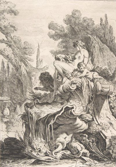 The Seated Nimph Egy szökőkút egy kagylóhéjon ülő naiáddal, kb. 1740. alkotó: Jean Baptiste Marie Pierre