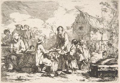 Falusi piactér A falu piaca, 18. század. alkotó: Jean Baptiste Marie Pierre
