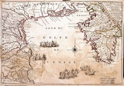 A Velencei-öböl, Adriai-tenger térképe (metszet alkotó: Jean Baptiste Nolin