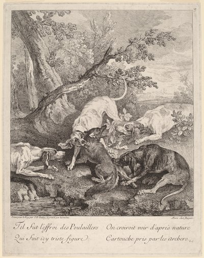 A kutyák által megtámadt róka alkotó: Jean Baptiste Oudry
