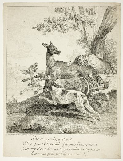 Kutyák által megtámadott szarvasok alkotó: Jean-Baptiste Oudry