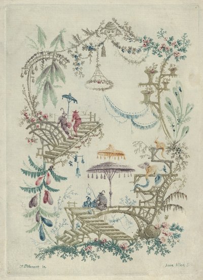 Chinoiserie a kínai arabeszk jegyzetfüzetek új csomagjából, 1790-99. alkotó: Jean Baptiste Pillement