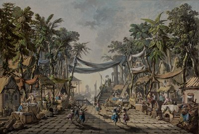 Piaci jelenet egy képzeletbeli keleti kikötőben, c. 1764 (olaj, vászon) alkotó: Jean Baptiste Pillement