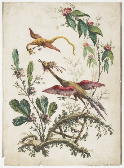 Dísz. Chinoiserie. Virágok és madarak., 1770 alkotó: Jean Baptiste Pillement