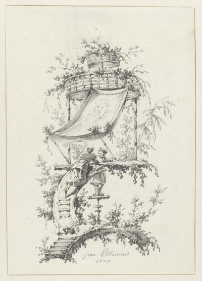 Díszkompozíció chinoiserie stílusban Dísztárgyak chinoiserie stílusban a Deuxième Cahier de six Baraques Chinoises számára (sorozat címe) alkotó: Jean Baptiste Pillement