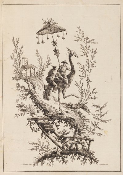 Strucc Rirders, tányér a Chinoiserie-ábrázolások halmazából alkotó: Jean Baptiste Pillement