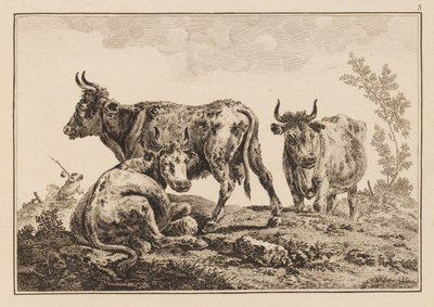 3. tábla, a "Hat ökör és tehén jegyzetfüzetéből" alkotó: Jean Baptiste Pillement