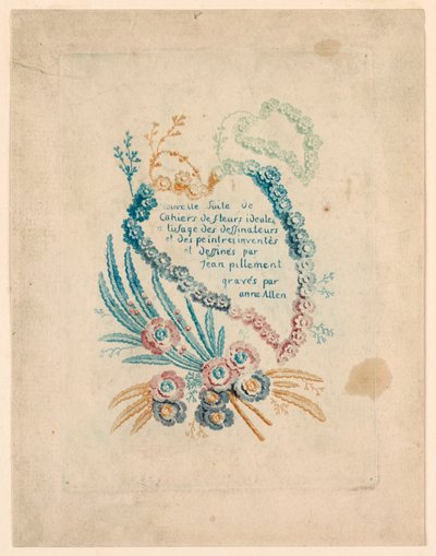 A "Nouvelle Suite de Cahiers de fleurs iéales" címlapja alkotó: Jean Baptiste Pillement