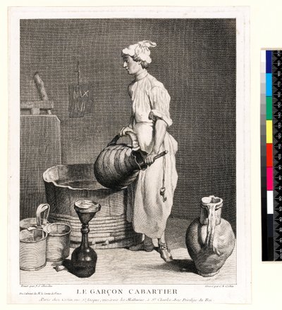 Le Garçon Cabaretier (A pincefiú) vésette Charles Nicolas Cochin I (1688-1754) 1750 (rézkarc és metszet) alkotó: Jean-Baptiste Simeon (after) Chardin
