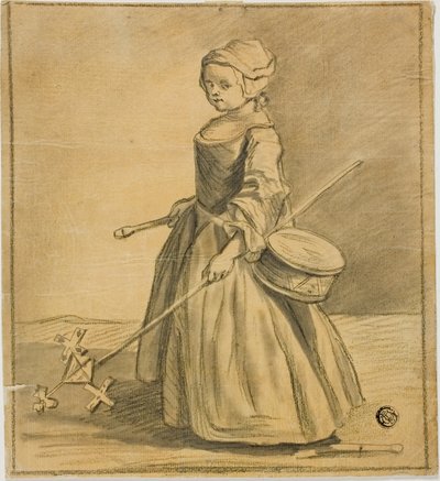 Lány játszik dob alkotó: Jean-Baptiste Simeon Chardin