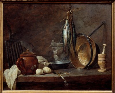 Karcsú és konyhai eszközök étlapja. Csendélet. Jean Baptiste Simeon Chardin (1699-1779) festménye alkotó: Jean-Baptiste Simeon Chardin