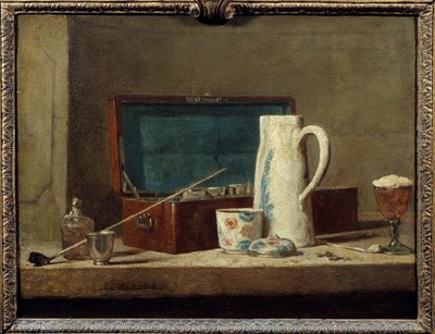 Pipák és vázák iváshoz vagy dohányzáshoz Jean Baptiste Simeon Chardin festménye (1699-1779) 18. század V. 0,32 x 0,42 m. Párizs. Louvre múzeum alkotó: Jean Baptiste Simeon Chardin