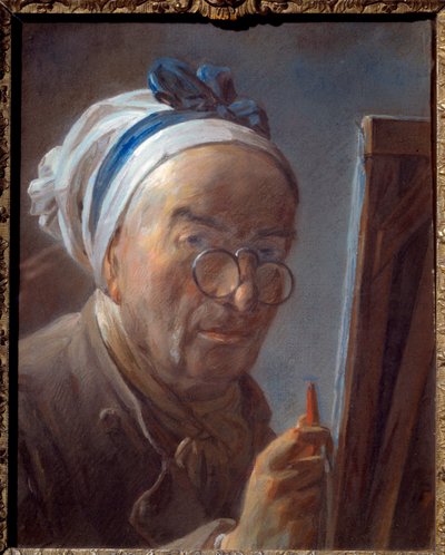 Önarckép a festőállványon pasztellfestmény Jean, the Baptist Simeon Chardin (1699-1779) festménye 1779 alkotó: Jean-Baptiste Simeon Chardin