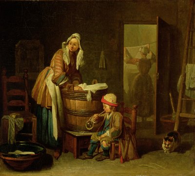 A mosónő (olaj, vászon) alkotó: Jean Baptiste Simeon Chardin