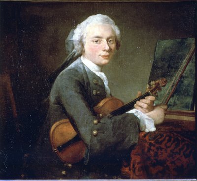 A fiatalember hegedűs, 1738 körül. Charles Theodose Godefroy portréja. Olaj, vászon, Jean Baptiste Simeon Chardin (1699-1789). Párizs, Louvre Múzeum. alkotó: Jean Baptiste Simeon Chardin