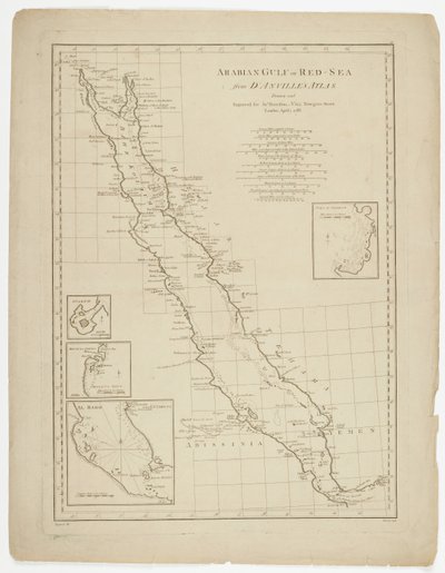 Arab-öböl vagy Vörös-tenger, Thomas Bowen metszet, 1788 alkotó: Jean-Baptiste after dAnville