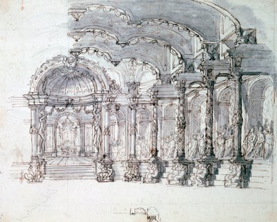 Díszlet a „Proserpine” opera c1680-hoz alkotó: Jean Berain, Jean Baptiste Lully