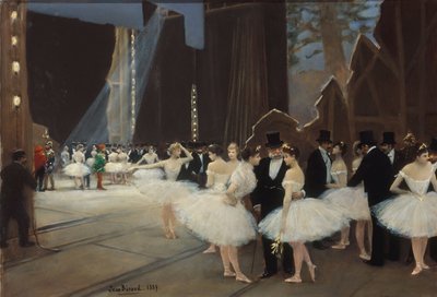 A párizsi opera színpadának kulisszái alkotó: Jean Beraud