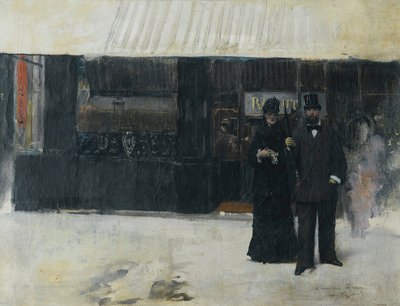 Pár egy ékszerüzlet előtt (olaj, vászon) alkotó: Jean Beraud