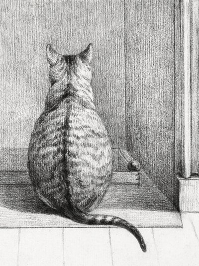 Ülő macska, hátulról (1812) alkotó: Jean Bernard