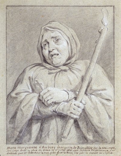 Brinvilliers márkinő a halál felé vezető úton (kréta és ceruza papíron) alkotó: Jean Bernard Restout